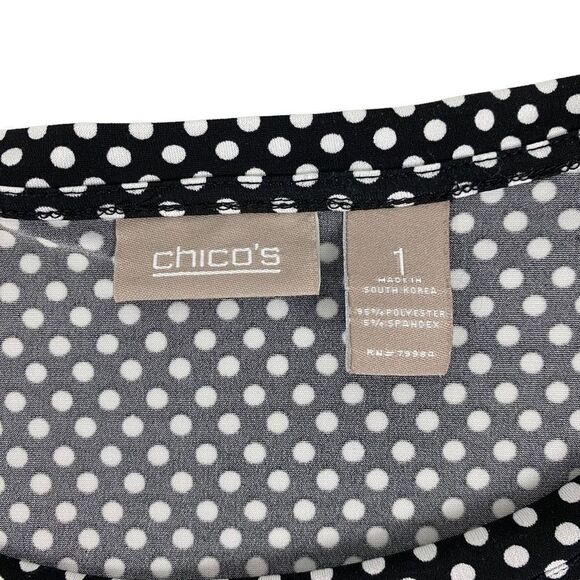 Chico's Black & White Polka dot shirt size Medium - Picture 4 of 4